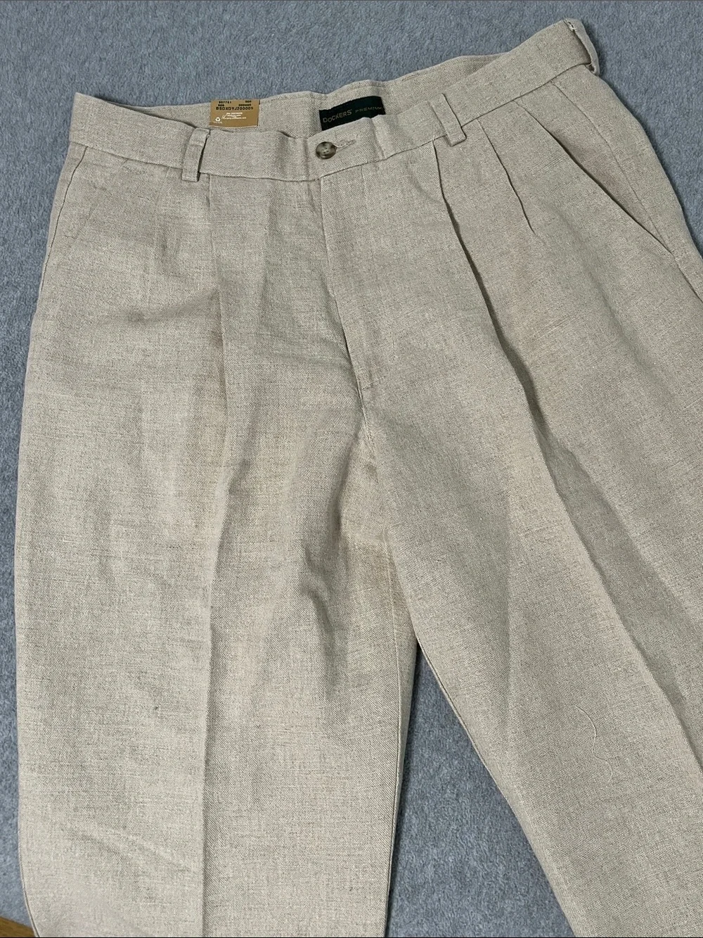 Dockers Irish Linen Pants Mens 34 Relaxed Pleated Cuffed